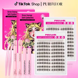 Cluster Lash Kit with Bottom Eyelashes Fairy Individual Lashes D Curl Natural Eyelash Extensions 10-16mm DIY at home