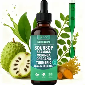 Soursop Bitters Liquid Drops 10-in-1 with Nori, Moringa,Turmeric, Black Seed Oil, Oregano, Ashwagandha HerbalExtracts for Overall Health Vegan,Non-QP 2 fl oz Bathroom Fitness Dietary Supplemen