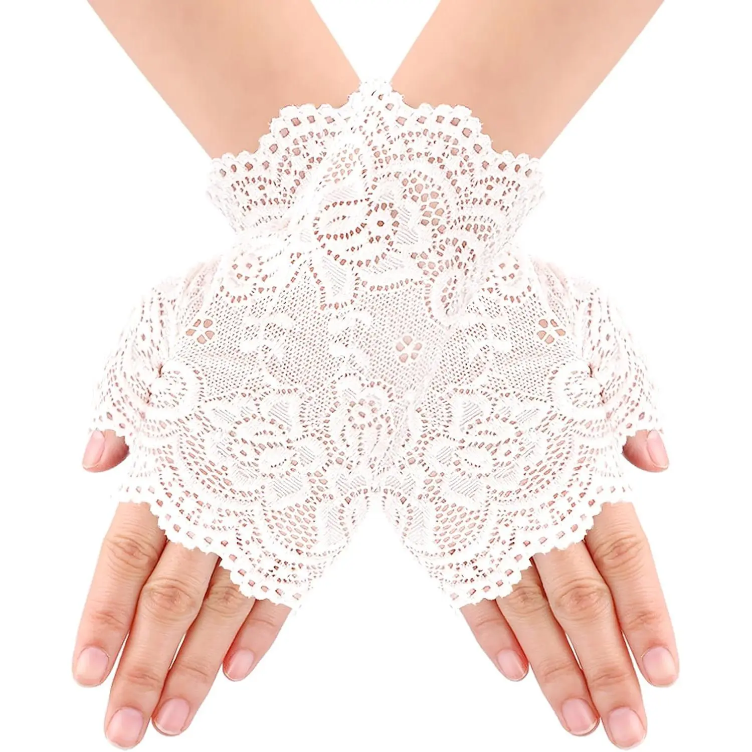 Women's Lace Fingerless Floral Gloves - Bridal & Wedding Gloves for  Party, Opera & Dinner Party