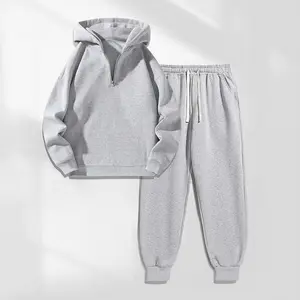Men's Zipper-Collar Hoodie & Drawstring Sweatpants Set Casual Athletic Long Sleeve Hooded Jacket & Trousers for Fall Winter Daily Wear Sportswear Indoor Outdoor Tracksuit Athleisure 100% Polyester
