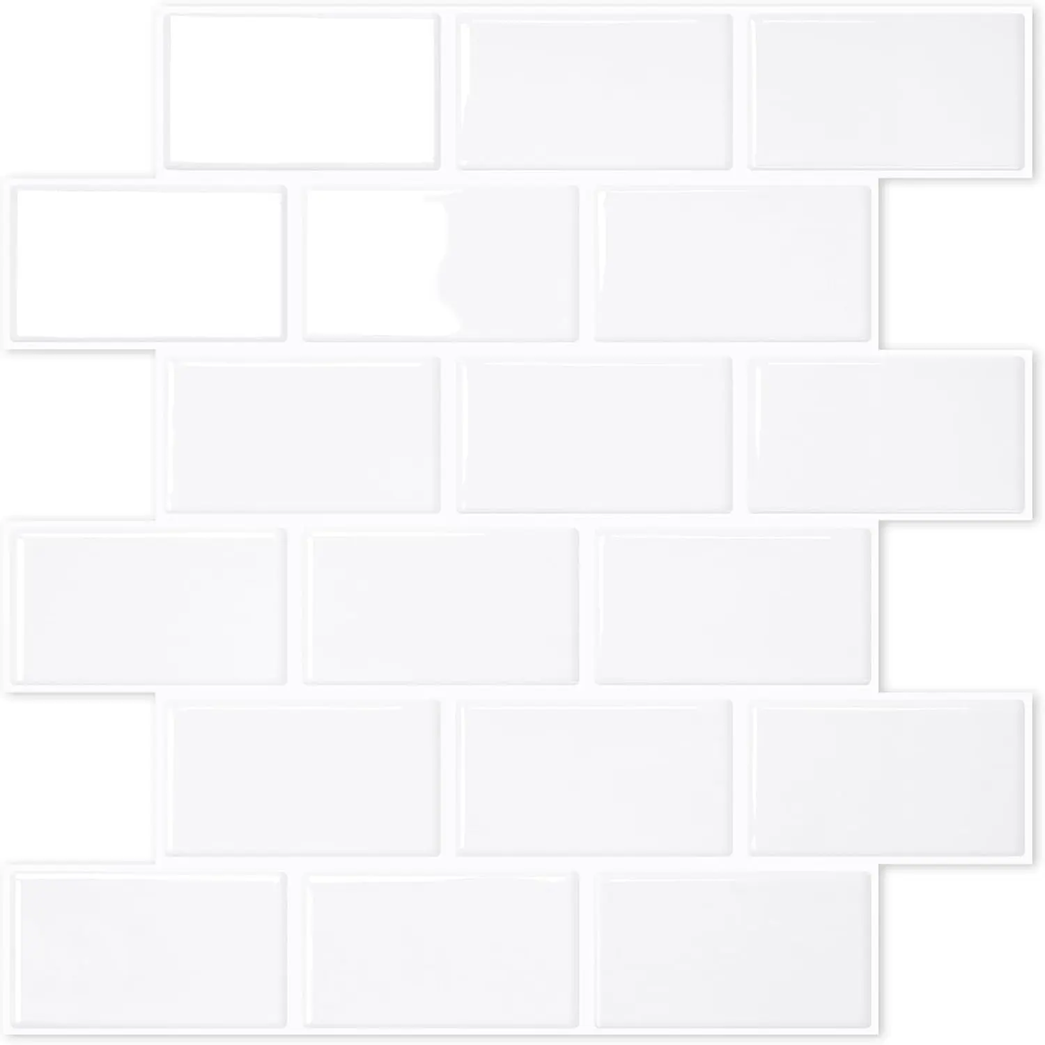 Thicker Design White Subway Tile Peel and Stick Backsplash, 12"x12" Stick on Wall Tiles, Self Adhesive Tile Sticker for Kitchen Backsplash and Bathroom (5 Sheets,Pure White)