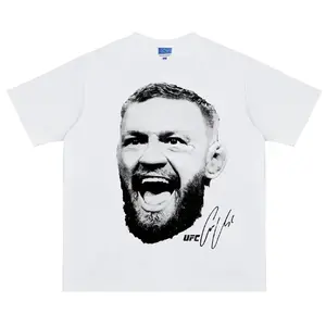 UFC "Conor Avatar" Heavyweight Vintage Tee 100% Cotton OVERSIZED T-shirt Menswear Top Crew Necks Clothing For UFC Fans Casual Streetwear White Crewneck Tshirt Gamis Baggy Tropical Fighter Shortsleeve 5D4