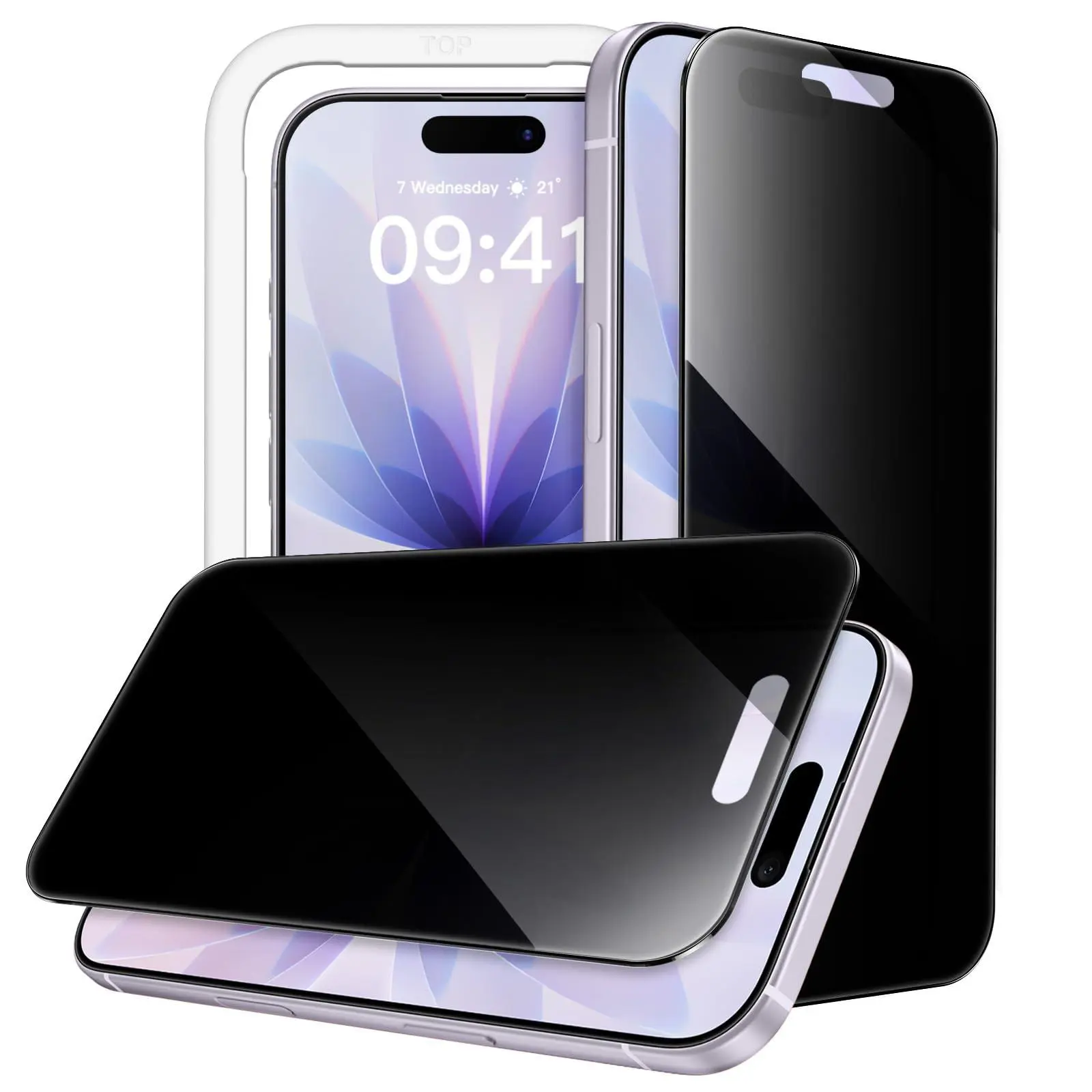 JETech 360 Degree Privacy Screen Protector for iPhone 17 Series, 4-Way Anti-Spy Tempered Glass Film with Easy Installation Tool, 2-Pack
