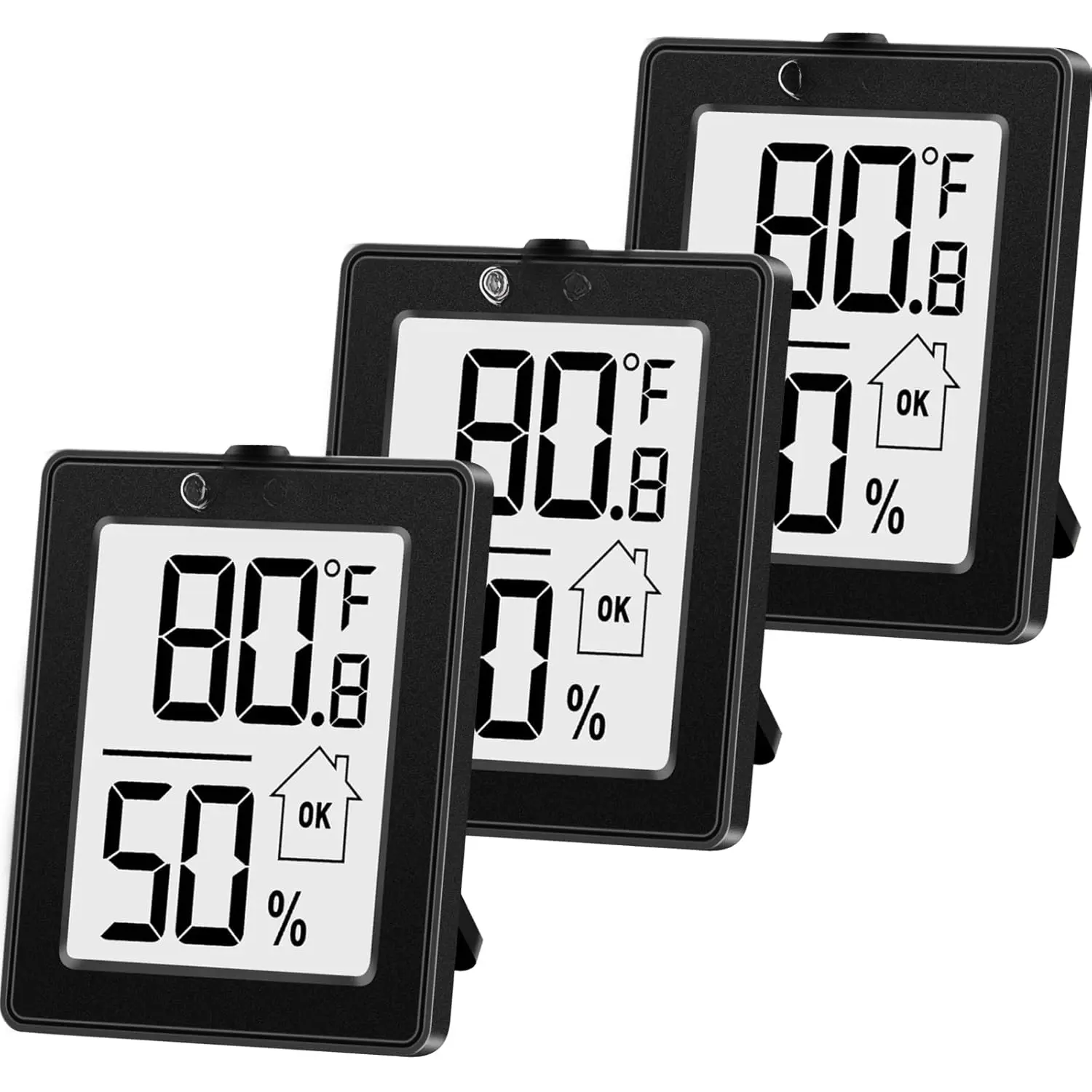 Digital Hygrometer, 3 Pack Indoor  Room Temperature Humidity Gauge with ,Digital Temperature Humidity Meter  for Home, Office, Greenhouse, Mini Hygrometer,Black