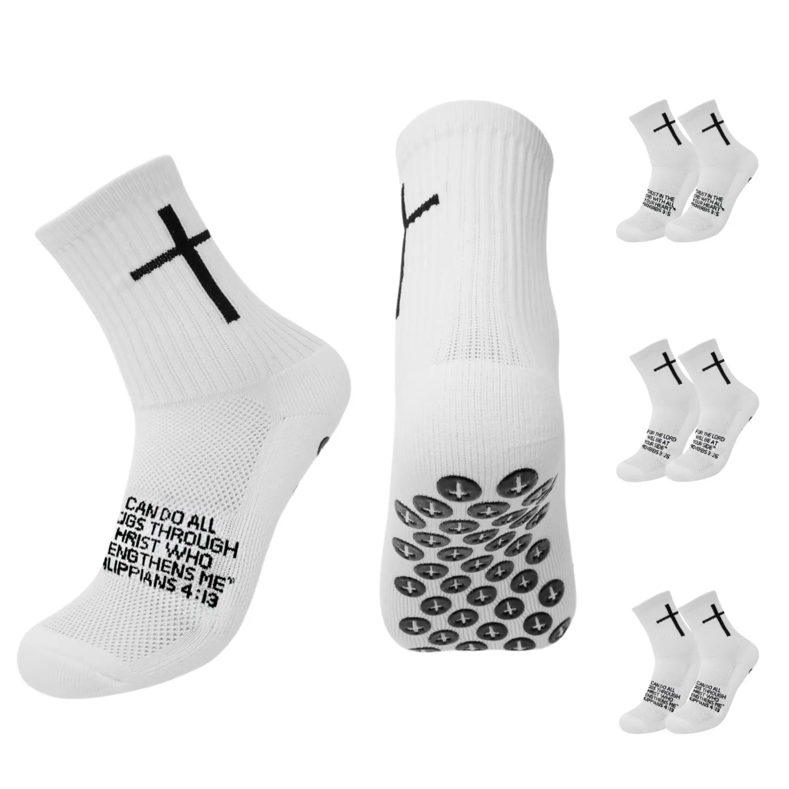 Grip Sports Socks - Unisex Fit Terry Fabric Crew Socks for Adults, Cotton, Cushioned Non-Slip, All-Season Football Use, Cold Wash Compatible, Made in the USA