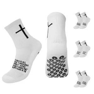 Cushioned Grip Socks, Made in the USA, Non Slip Unisex Grippy Soccer Crew Socks with Grip for Football and Soccer