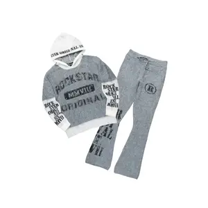 Steri Grey Mohair Hoodie Stacked Flare Track Set