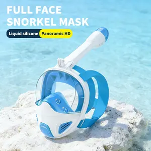 1pcs/blue Full Face Snorkeling Mask For Adults And Teenagers, Snorkeling Equipment, With Detachable Camera Holder, Panoramic 180° Field Of View, Anti-fog And Anti-leakage Snorkeling Mask For Men And Women