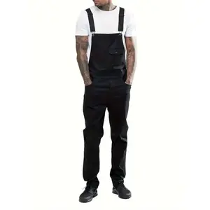 Men'S Ripped Denim Overalls with Adjustable Straps, Featuring a Trendy Hippie Style And Distressed Design.