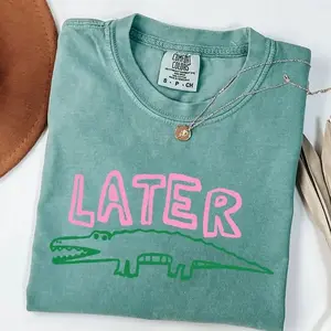 Retro Alligator Shirt Trendy Graphic Tee  Vintage 90s Comfort Colors Later Gator T-Shirt, Retro Style Shirt, Comfort Colors Graphic Tee, Casual Outfit, Vintage Wash Shirt, Oversized Women’s Outfit, Apr 5
