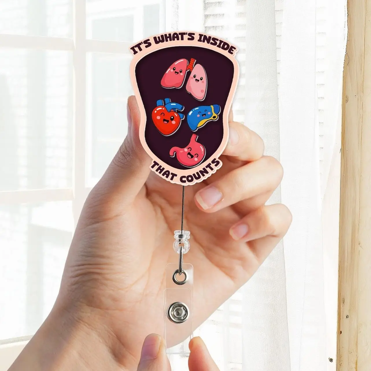 It's What's Inside Counts Anatomy Shaker Badge Reel | Medical ID Holder | Nurse Gift | TikTok YFN