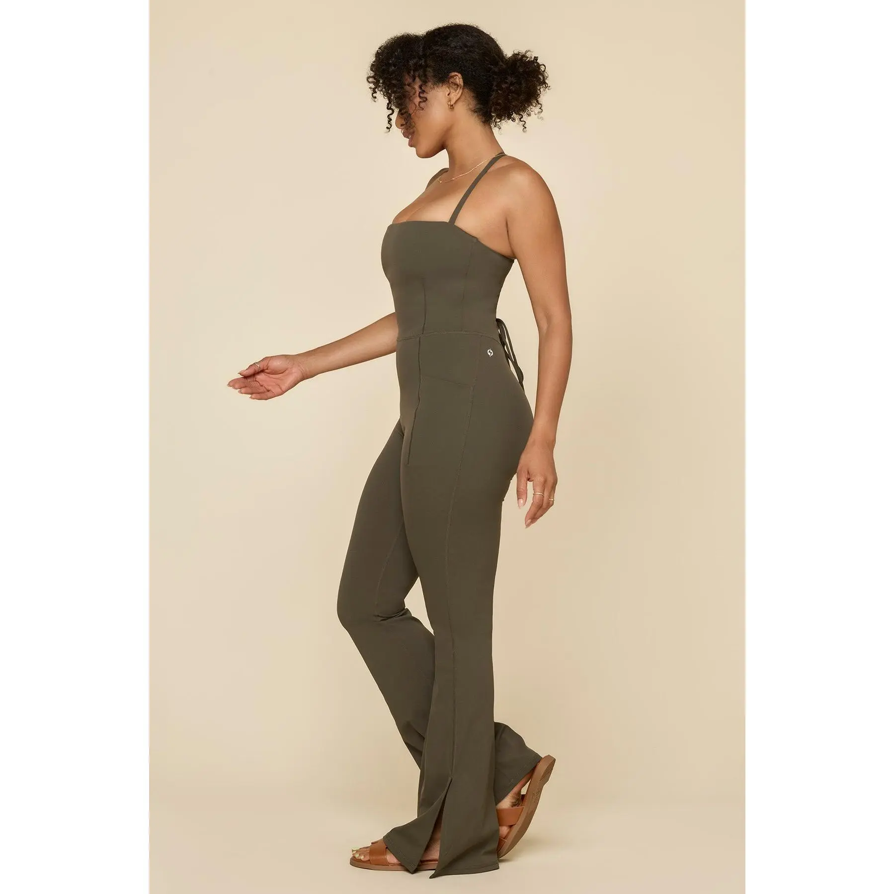 Cinch Up Flare Jumpsuit - Toasted Olive