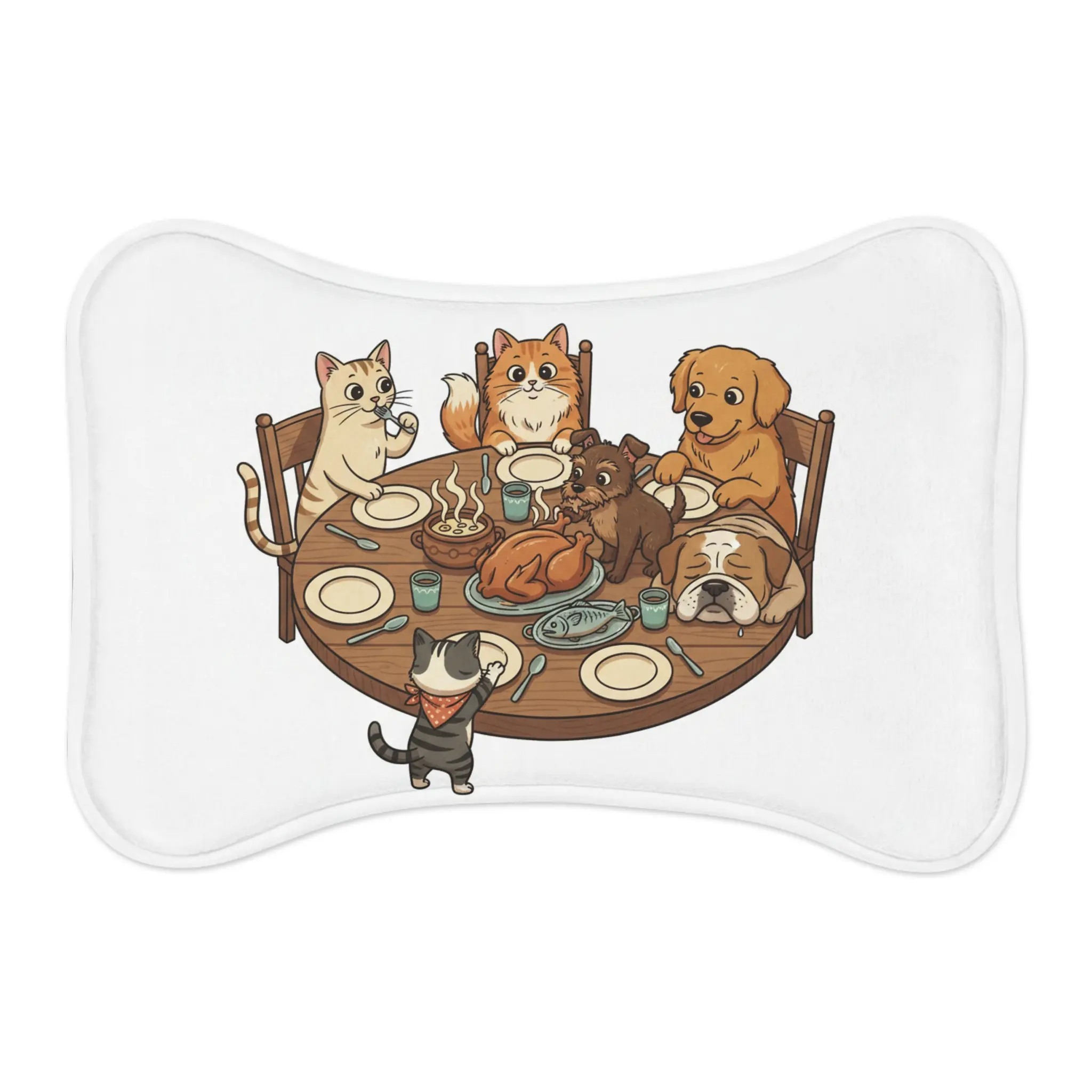 Pets Dining at Table Pet Feeding Mat | Dog Cat Placemat