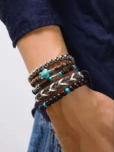 Men's Vintage Beaded Bracelet, Fashionable Turquoise Texture Beaded Bracelet, Casual Trendy Accessories for Party, Daily Clothing Decor for Boy