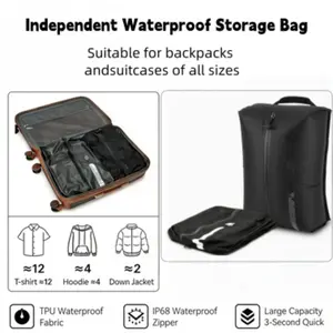 16L/17L Large Capacity Vacuum Compress Bag, PU Material, Portable Waterproof Travel Clothes Organizer, Multi-Functional Storage Bag for Camping and Home Use, Zipper Storage Bag