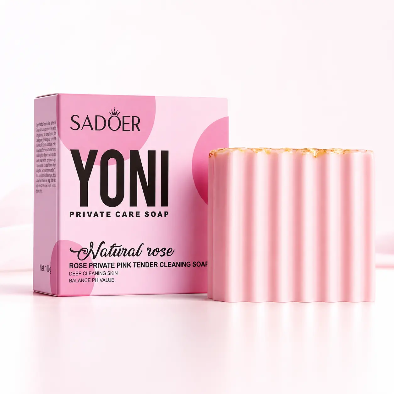 SADOER Rose Bar Soap, a Gentle Intimate Cleanser for Women, Hydrating Body Care with Rose Extract and a Built-in Foam Net, Moisturize, Adults, Intimate Care, Sudsy Cleaning, Botanical Extracts, Moisturizer, Contains Neither
