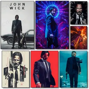 Action Legend John Wick Poster Movie Wall Art Decor For Collectors, Durable Digital Print, Waterproof HD Self-Adhesive Stickers Fade-Proof Wrinkle-Resistant Wall Decor Living Room Bedroom Wallpaper Decoration Gifts