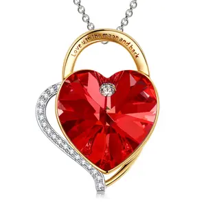 GONA Ruby Heart Necklace for Her with Extension Chain- Adjustable Wear - Symbol of Everlasting Love - Perfect Gift for Women - Thoughtful & Meaningful Jewelry Red Crystal