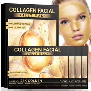 4pcs 24K Golden Collagen Facial Sheet Mask, Collagen Face Mask with Hyaluronic Acid, Moisturizing & Hydrating for Dry Skin, Collagen Anti-Aging Face Masks, Nourishing Face Masks Skin Care, Deep Collagen Mask For Face, Overnight Face Masks