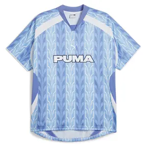 PUMA Mens Graphic V-Neck Short Sleeve Jersey Casual Tops Casual - Blue