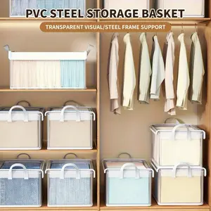 5/9 piece clothes storage box with lid, stair storage basket - foldable dust-proof organizer for clothes and pants - suitable for home and dormitory, clothes storage box, laundry bag, cube storage basket, wardrobe organization, Stackable Home Organizer