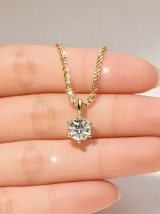 316 Stainless Steel Bling Necklace, Sparkling Collarbone Chain, Wedding Eternal Necklace, Zircon Stone, Daily Wear, Party, Gift