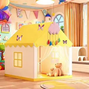 Bed Canopy & Toddler Transition Helper | Princess Castle Play Tent | Indoor Play Tent | 3 Colors (Yellow/Pink/Blue) | Kids' Secret Space | Portable Party Decor & Gift | No Lights