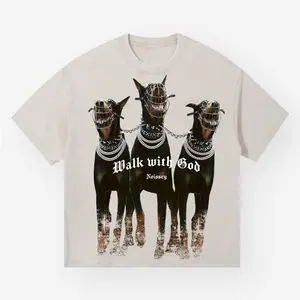 Walk With God Graphic T Shirt Doberman Dog Graphic Tee Vintage Streetwear Unisex Graphic Shirt Aesthetic Oversized T-Shirt