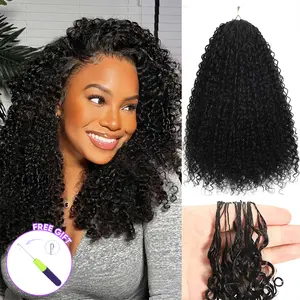 OQ HAIR Kinky Curly Knotless Pre-Separated Crochet Hair Extensions 100% Human Hair 50g/Pack Natural Color