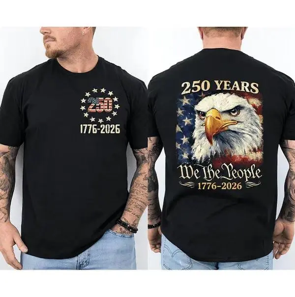 Unisex Graphic Tee 250 Years America Patriotic USA Flag 1776–2026 Print Casual Design T Shirt Streetwear Style Crewneck Short Sleeve Soft Cotton Breathable Comfortable Fit Relaxed Fit Daily Wear Independence Day Anniversary Trendy Fashion Top