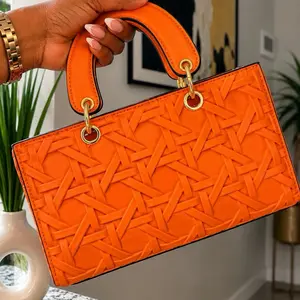 Elegant Textured Orange Handbag