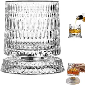Luxury 360° Spinning Crystal Glass – Star-Cut Stress Relief Whiskey & Wine Glass, Elegant European Barware Gift，Rotating Glass Cup Spinning Glass Cup
