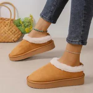 Women's Bootie Fluffy Slippers Warm Cozy Slipper Boots With Fuzzy Plush Lining And Collar, Thickened Sole Non Slip House Shoes For Indoor