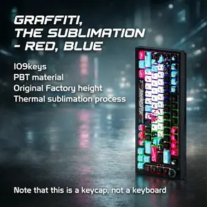 109 Keys Pbt Keycaps, Graffiti Street Art Style, Dye-Sublimation Non-Fading, Ideal for Gamers & Mechanics, Oem Quality