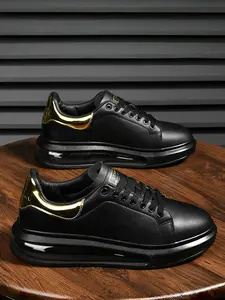 Men's Fashional Air Cushion Lace Up Running Shoes, Casual Comfortable Breathable PU Leather Sports Shoes, Low-Top Trending Sneakers, Gym Shoes, Male All-match Sneakers for Daily Wear, Running Shoes for All Seasons