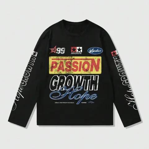 Men's Racing Print Long Sleeve Round Neck Graphic Tee, Baggy Casual Streetwear Breathable Soft Patchwork Knit T-shirt for Summer, Men's Top for Daily Wear, Knitwear