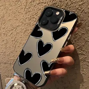 Love Heart Pattern Case for iPhone 16 15 14 Pro Max 13 12 11 XR XS Plus Shockproof Non Slip Military-Grade Protection slim Cover