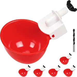 Automatic Chicken Waterer Cups, 6 Packs Large Chicken Water Feeder, Chicken Water Cups, Poultry Waterer Great for Duck, Chicken, Goose, Turkey, Bunny and Bird with Installing Drill