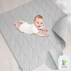 Biloban Cooling Bamboo Muslin Play Mat Playpen Mat - Ultra-Soft Breathable Absorbent Non-slip Large Padded Foam Portable Lightweight Indoor Outdoor Activity Mat Kids Crawling Tummy Time Perfect Nursery Gifts #Tiktokshopmothersday