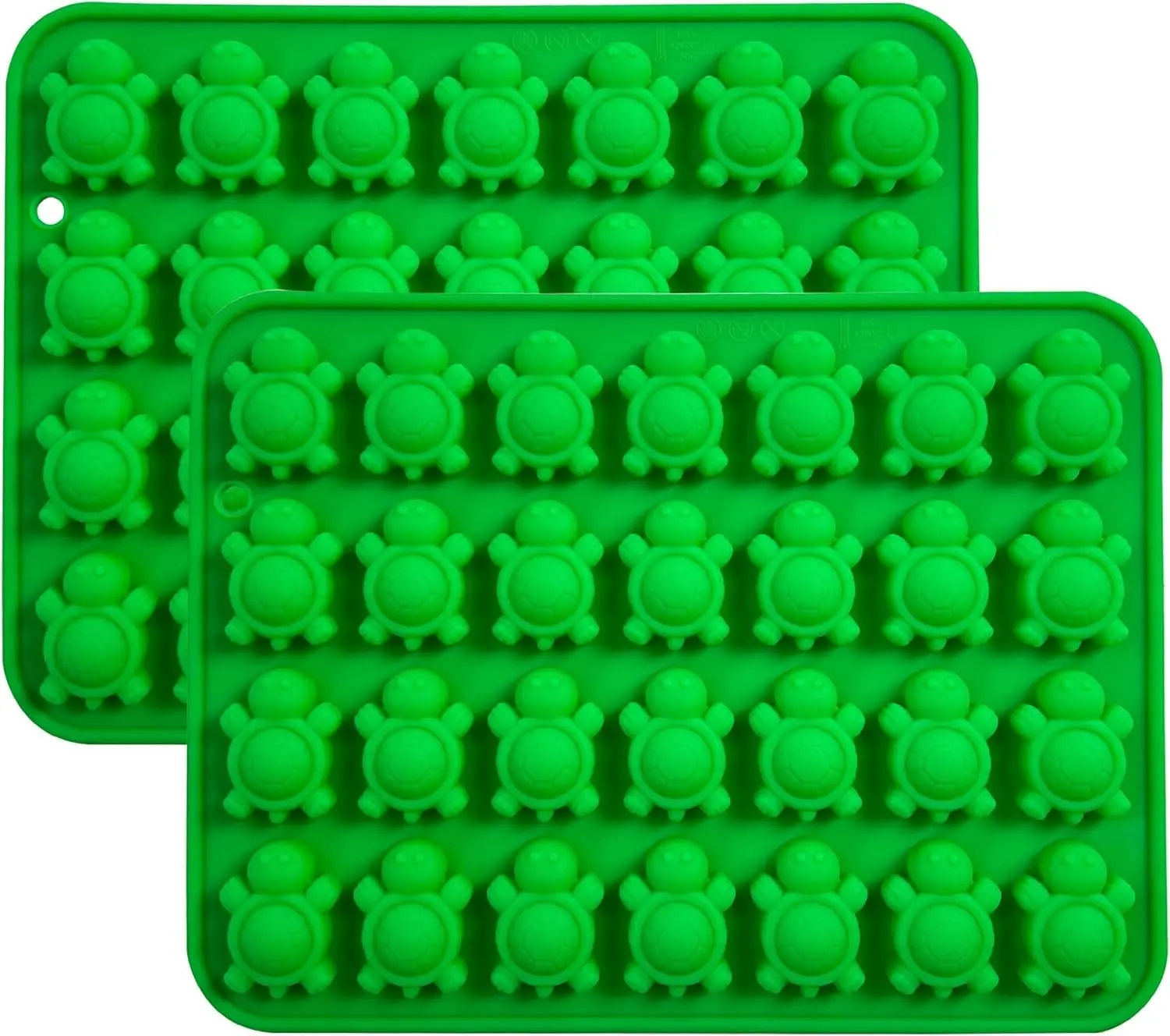 Silicone Turtle Candy Molds, 2-Pack Green Ice Cube Trays, 28-Cavity Chocolate Making Mold