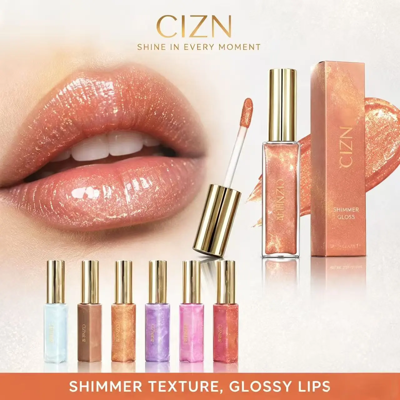 6Pcs Fine Glitter Shimmer Lip Gloss Set, Mirror Shine Plumping Lip Glow Oil, Moisturizing & Hydrating Formula, Non-Sticky Long-Lasting Wear, Buildable Shiny Tints, Perfect for Daily & Party Looks, All Skin Tones Friendly