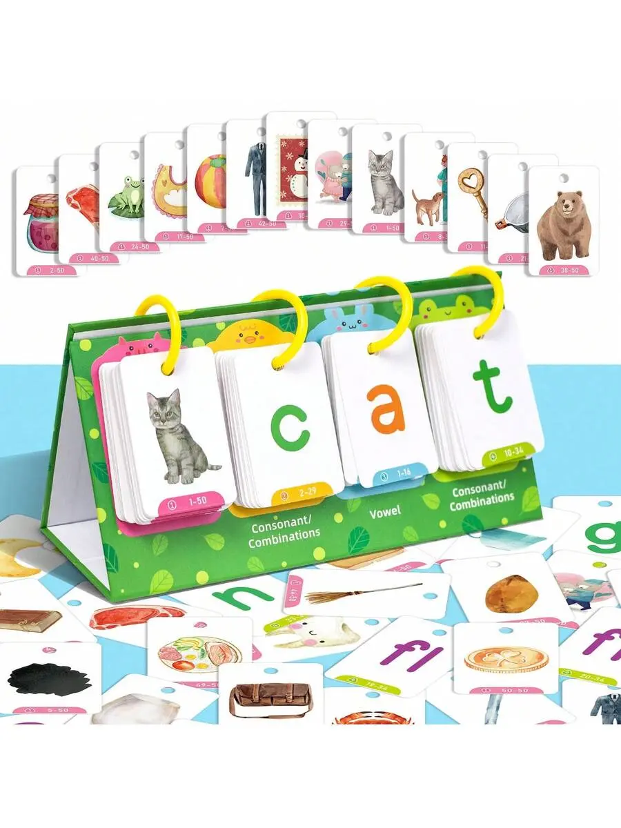 Word Flash Cards - Double-Sided Interactive Spelling Game Word Games, Educational Word Building Toys For Kids, Classroom & Home Literacy Learning (129Pcs Cards)