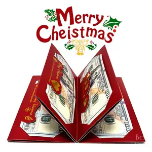 4 Pack Christmas Santa Dollar Folding Red Envelopes Gold Stamping Gift Pack with Ribbon 6 Slot DIY Holiday Cash Envelopes for Party and Festive Decorations,Money Christmas Cards with Envelopes,Surprise Christmas Gifts,Birthday Gifts Xmas Party Supplies