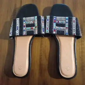 Beaded Slide Sandals with Colorful Beads and Comfortable Leather Lining for Women