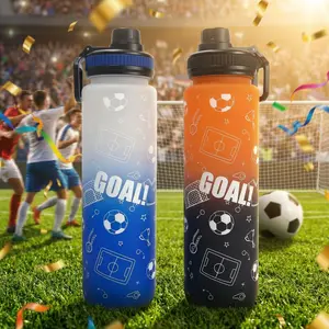Cute Football Pattern Sports Water Bottle, Reusable Durable Anti-Drop, Lightweight Portable Design, Space-Saving Sport Cup