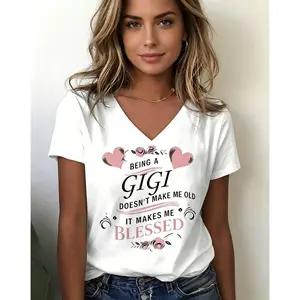 V-Neck T-Shirt With Standard Size Being A Gigi Doesn't Make Me Old It Makes Me  Suitable For Daily Life, Going Out, Leisure, And The Best Choice To Give To Friends And Family