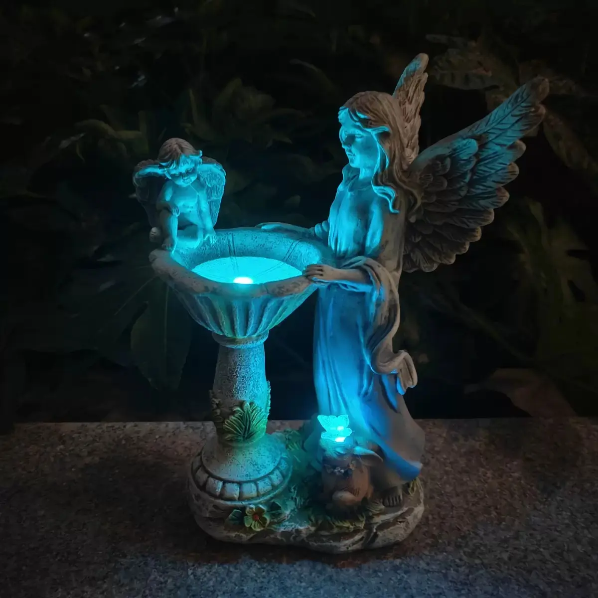 Solar Outdoor Angel Garden Statue Light, Ipx4 Color Changing Lamp, Sunflower Sculpture, Lawn Decor, Yard Art, Suitable for Courtyard, Garden Glow Light, Garden Decorative Lighting, Outdoor Landscape Lighting, Solar Garden Lights