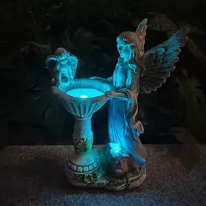 Solar Outdoor Angel Garden Statue Light, Ipx4 Color Changing Lamp, Sunflower Sculpture, Lawn Decor, Yard Art, Suitable for Courtyard, Garden Glow Light, Garden Decorative Lighting, Solar Garden Lights