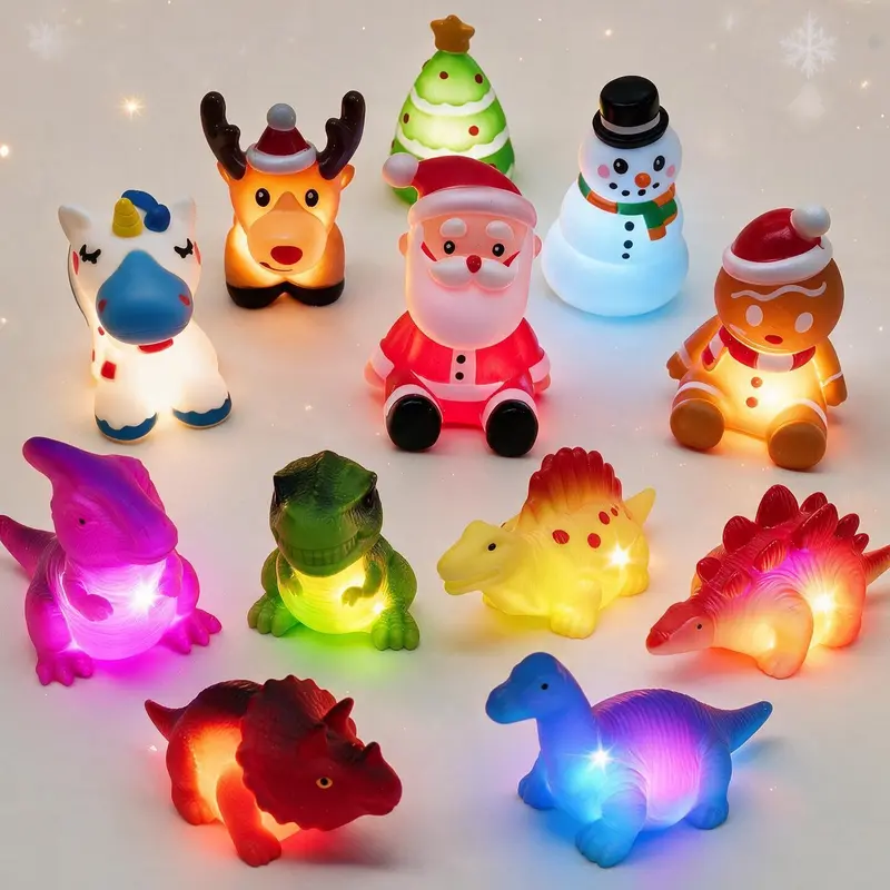 Glowing LED Light-Up Bath Toys for Toddlers - Dinosaur, Mermaid Shapes, Bathtub Water Toys, Unisex Vibrant Cool Gifts for Kids, Ideal Birthday Gift