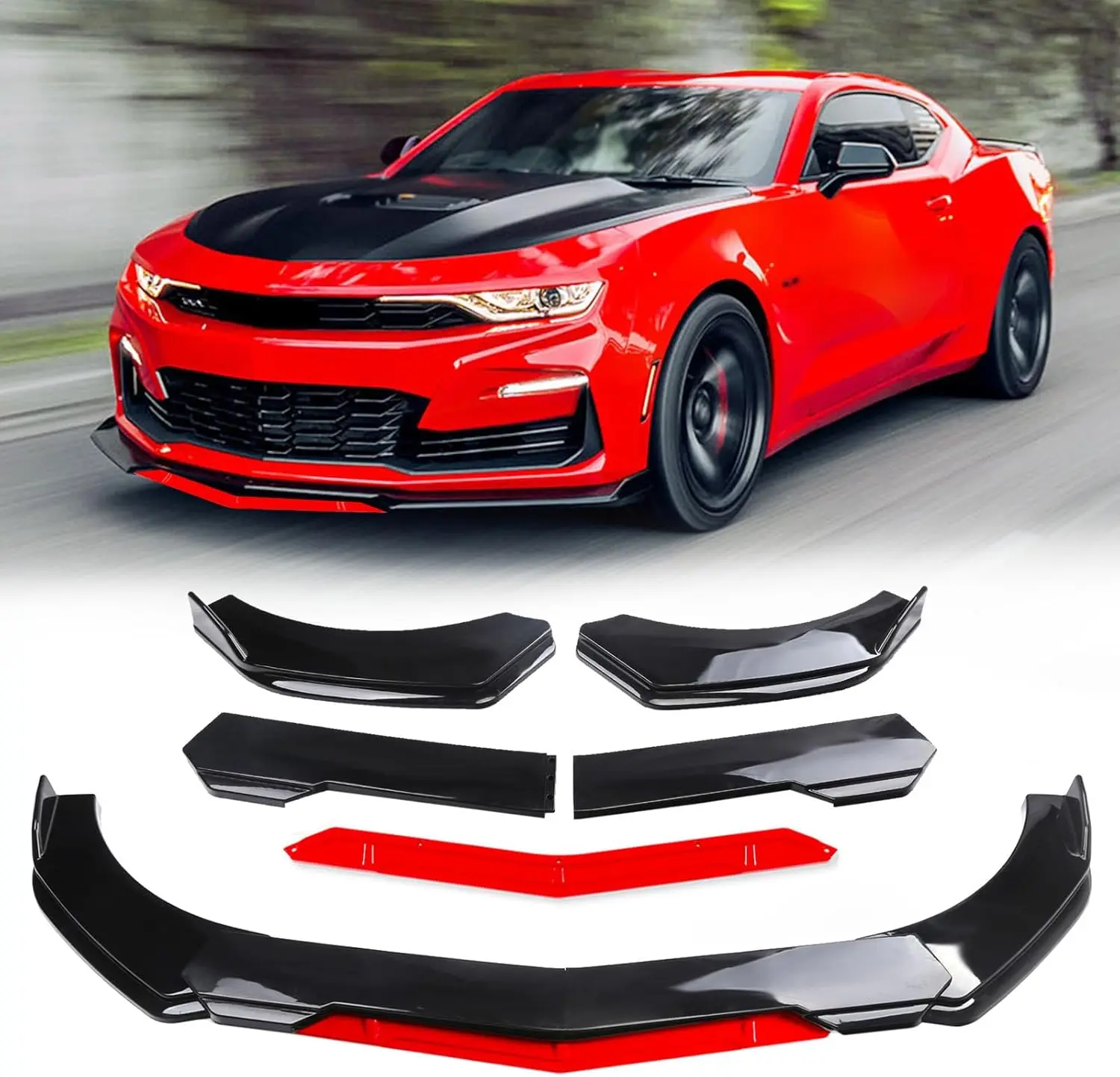 Universal Adjustable Glossy Black Front Lip for Car, Front Bumper Lip Splitter Spoiler Adjustable Diffuser Protector Chin Splitter Spoiler Air Dam Wide Body Kit